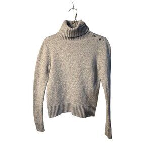 Ralph Lauren Womens Small Wool Cashmere Pullover Sweater Gray Turtleneck Buttons
